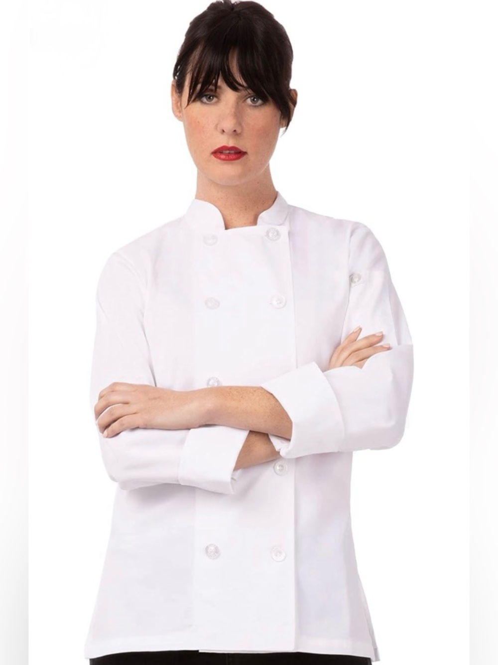 Chef Works White Chef Coat Jacket Size M Long Sleeve